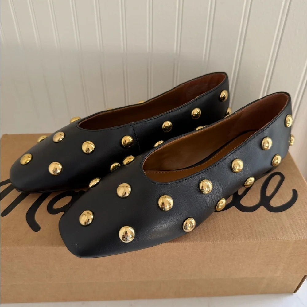 Madewell The Mylie Ballet Flat in Stud Embellished Leather NIB - Picture 10 of 10